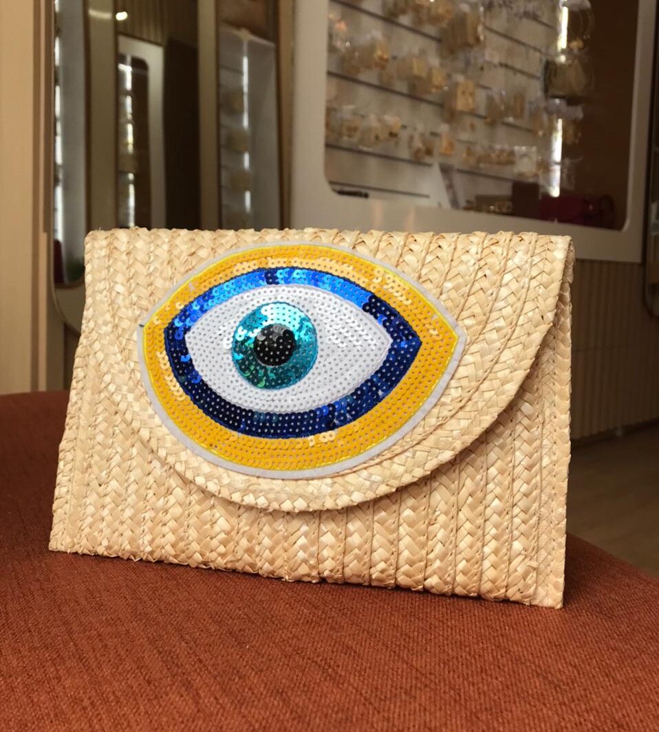 Bolsa palha details olho grego