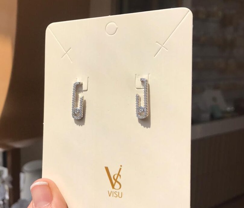 Brinco cravejado prateado